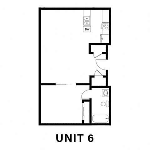 Floor plan for 1 bed, 1 bath, 680 sqft